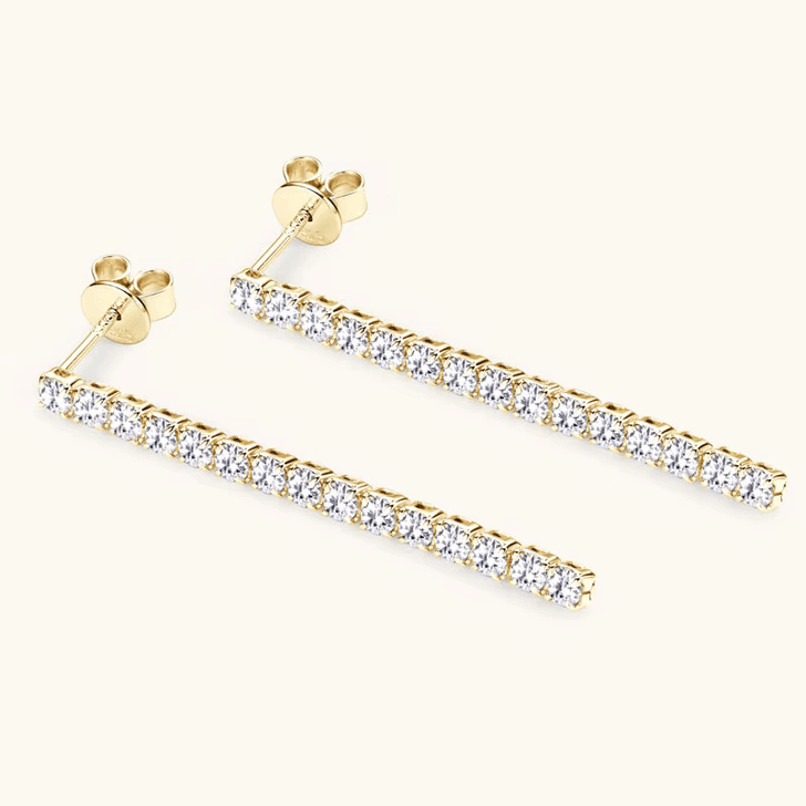 2.5mm Sparkling Moissanite Drop Tassel Earrings