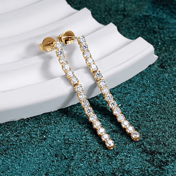 2.5mm Sparkling Moissanite Drop Tassel Earrings