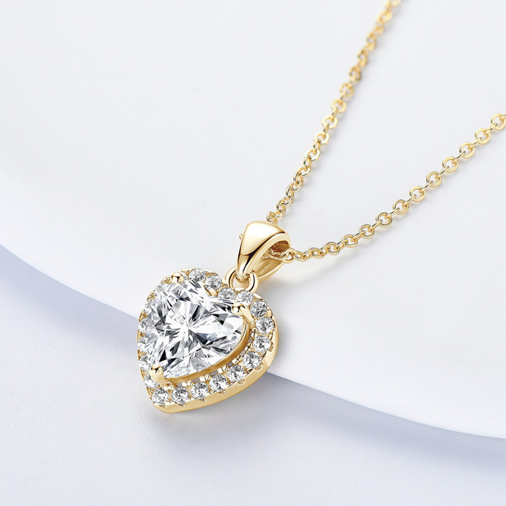 2.0 Carat  Sparkling Heart Shaped Moissanite Pendant Necklace