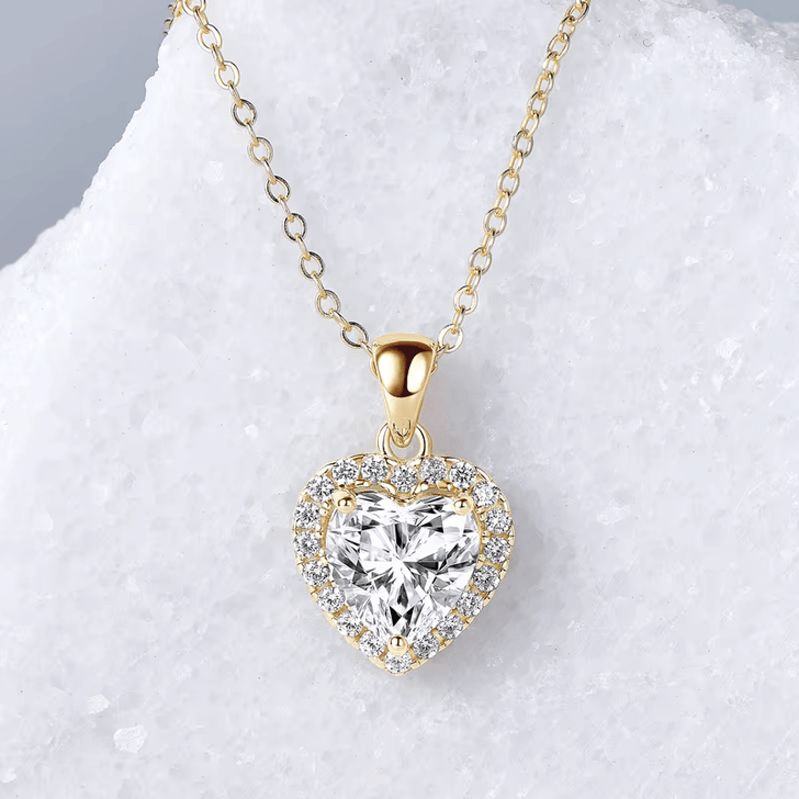2.0 Carat  Sparkling Heart Shaped Moissanite Pendant Necklace