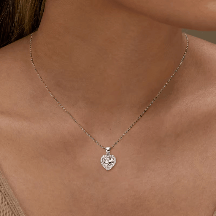 2.0 Carat  Sparkling Heart Shaped Moissanite Pendant Necklace