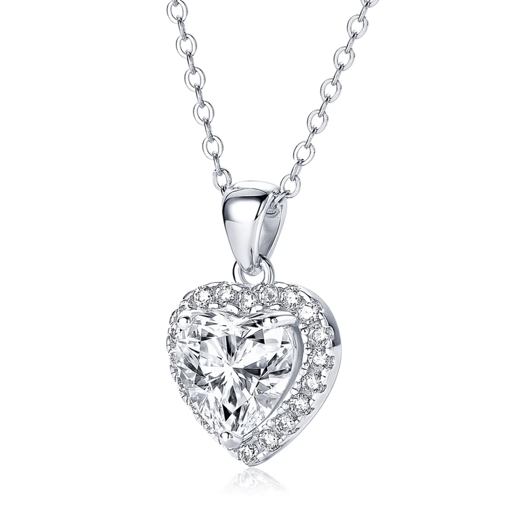 2.0 Carat  Sparkling Heart Shaped Moissanite Pendant Necklace
