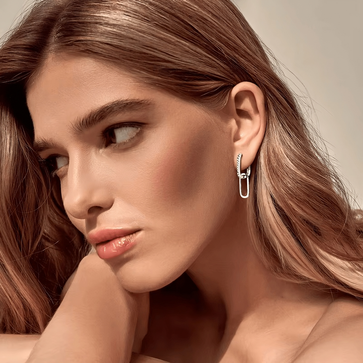 Dazzling Elongated Link Moissanite Drop Earrings
