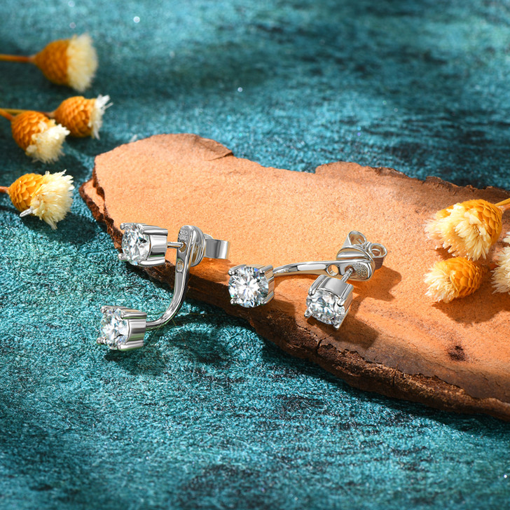 2-in 1 Sparkling Detachable Stud Earrings