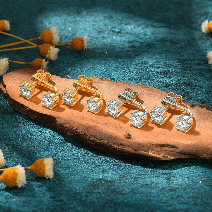 2-in 1 Sparkling Detachable Stud Earrings