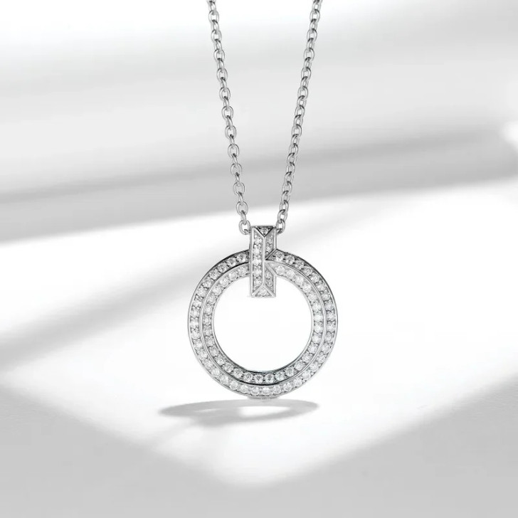 Classic Signature Round O Sparkling Moissanite Necklace
