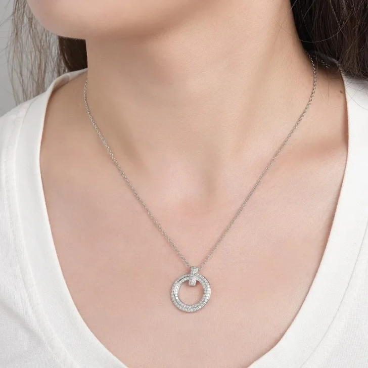 Classic Signature Round O Sparkling Moissanite Necklace