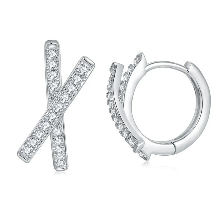 0.3 Carat Sparkling Moissanite Crossover Hoop Earrings