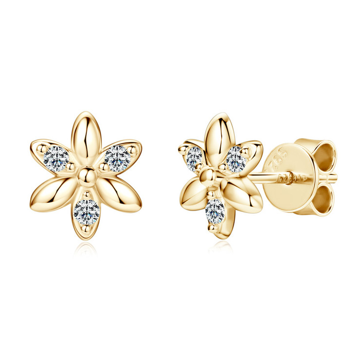 1.8mm Sparkling Flower Blooms Moissanite Studs