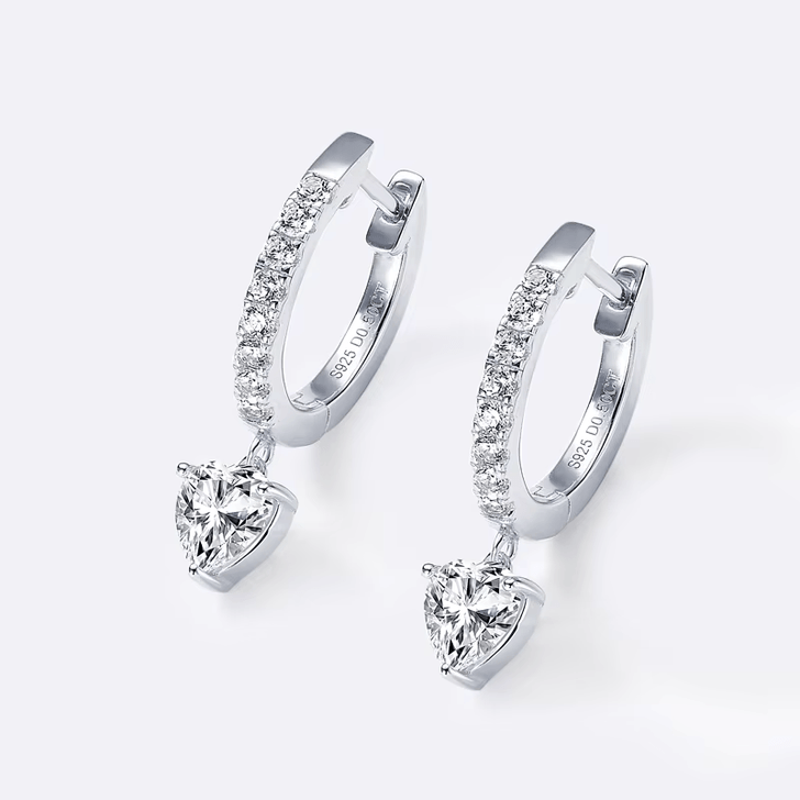 Sparkling Heart Halo Hoop Earrings