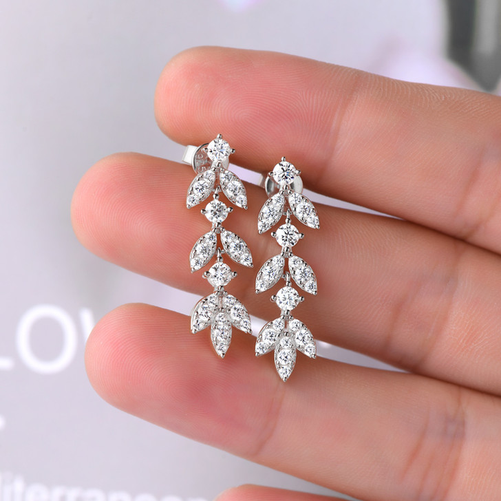 Sparkling Herbarium Chandelier Hanging Drop Moissanite Earrings