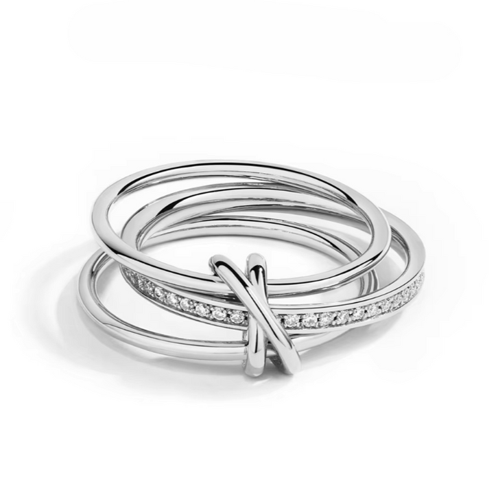 Embracing Infinite Sparkling Moissanite Crossover Ring