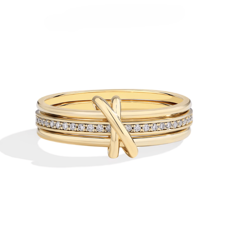 Embracing Infinite Sparkling Moissanite Crossover Ring