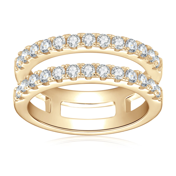 Sparkling Double Row Connecting Moissanite Ring