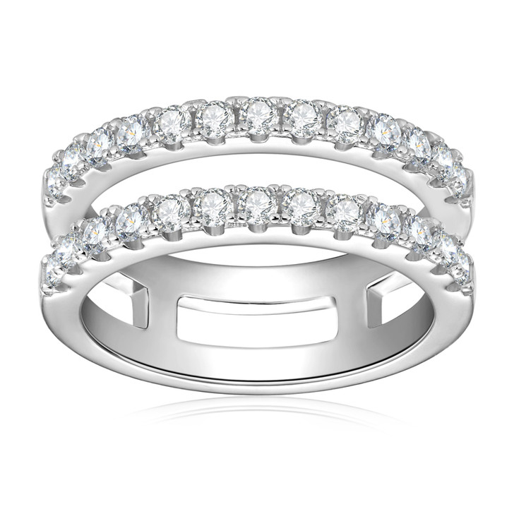 Sparkling Double Row Connecting Moissanite Ring