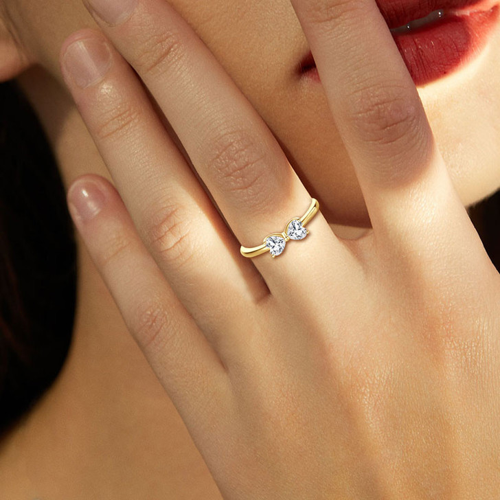 Sparkling 14k Gold Plated Moissanite Bow Ring