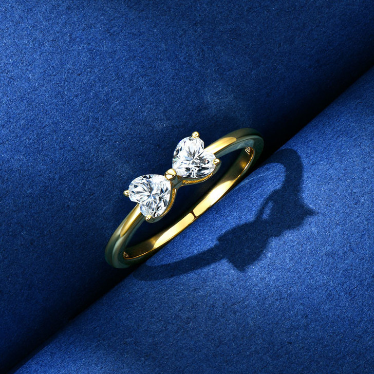 Sparkling 14k Gold Plated Moissanite Bow Ring
