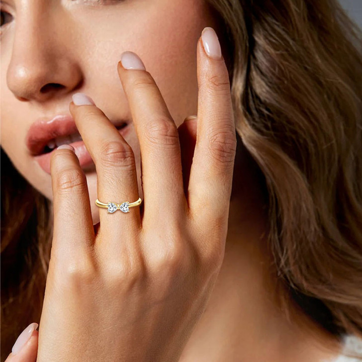 Sparkling 14k Gold Plated Moissanite Bow Ring