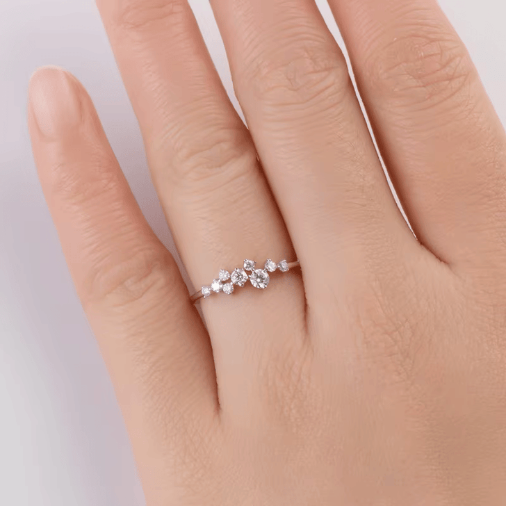 Silver Wisteria Flower Sparkling Band