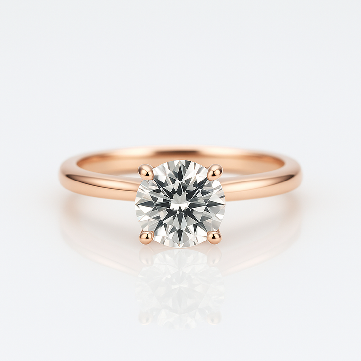 2.2 Carat Tw Solid 18k Rose Gold Classic 4 Claw Lab Grown Diamond Ring
