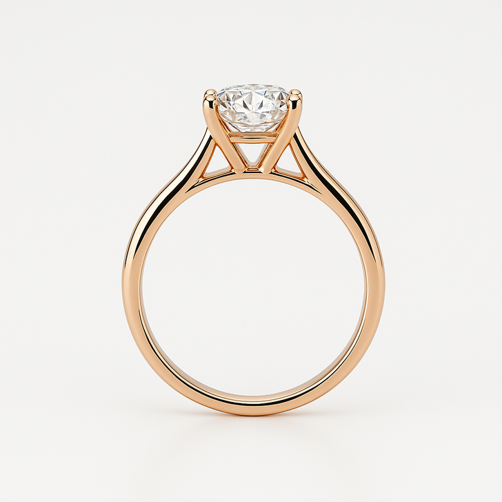 2.2 Carat Tw Solid 18k Rose Gold Classic 4 Claw Lab Grown Diamond Ring