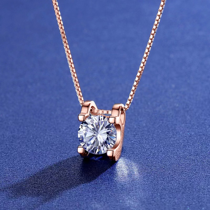 0.5 Carat Tw Square Set Moissanite Pendant Necklace