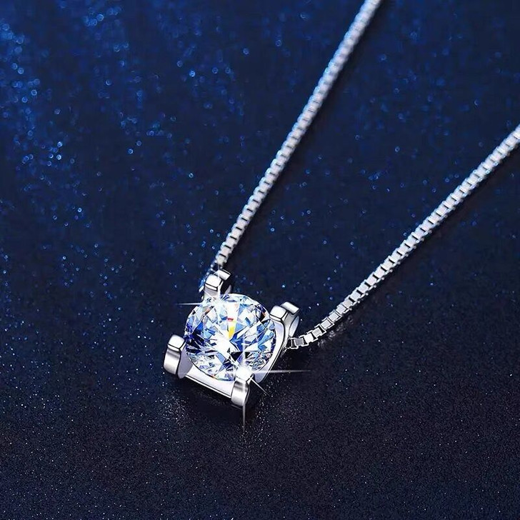 0.5 Carat Tw Square Set Moissanite Pendant Necklace