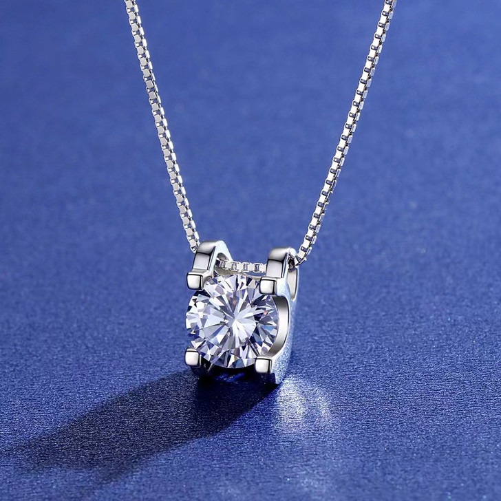 0.5 Carat Tw Square Set Moissanite Pendant Necklace