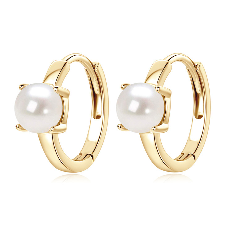 Mini Freshwater Cultured Pearl Hoop Huggie Earrings