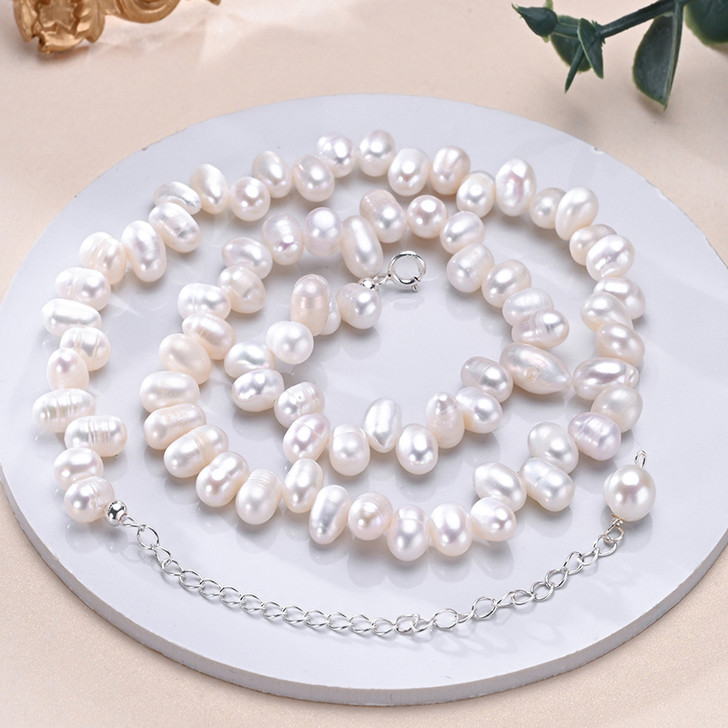 EONCO Aurelia Freshwater Pearl Necklace in 925 Sterling Silver