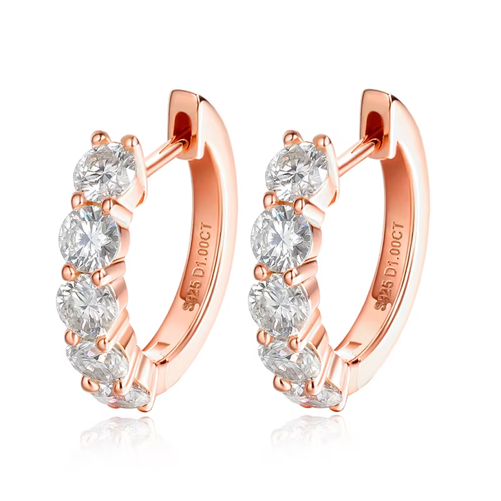Etoile rose gold tone moissanite hoop earrings