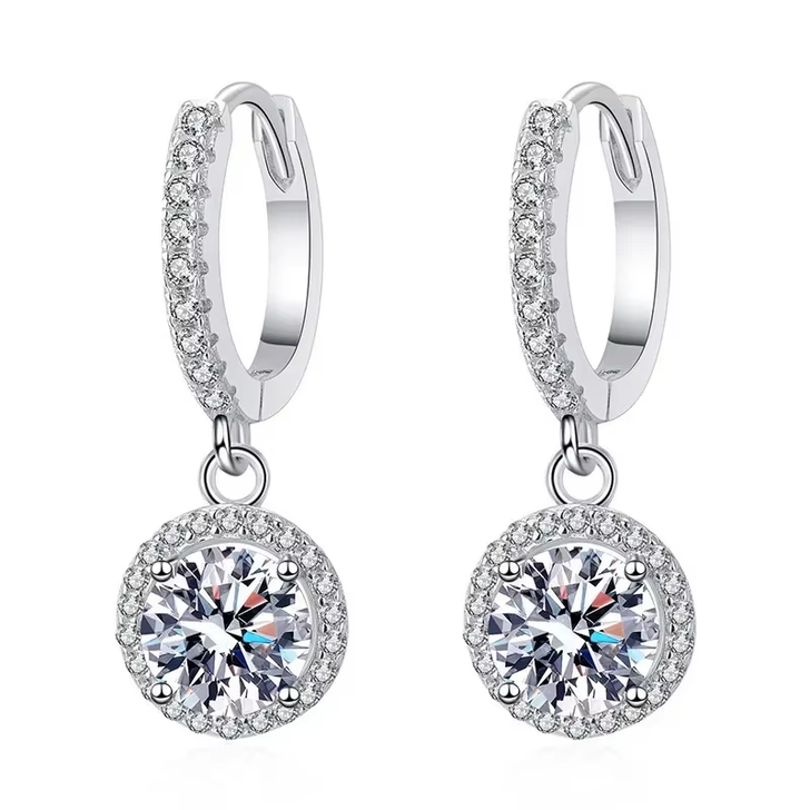 1ct Round Moissanite Earrings for Women