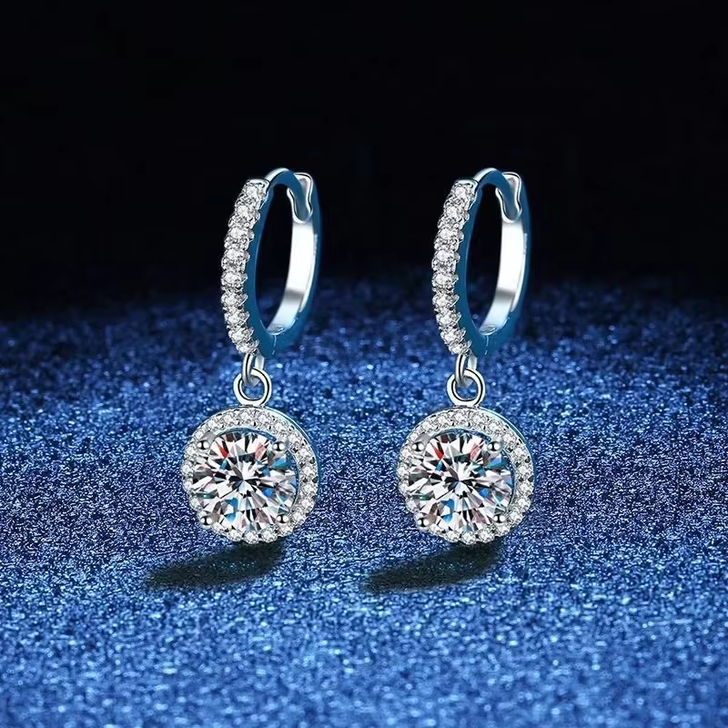 1ct Round Moissanite Earrings for Women