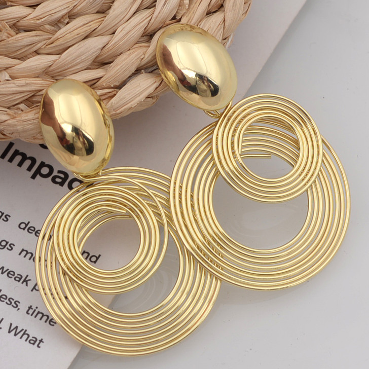 Sculptural round statement drop earrings