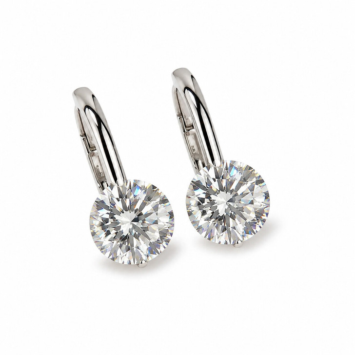 Moissanite Drop Earrings in Silver Tone