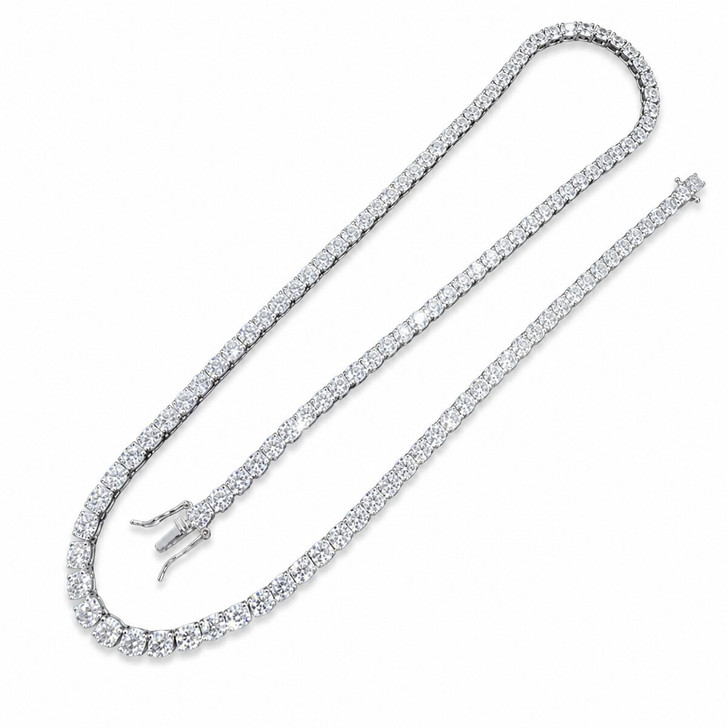 6mm Moissanite Tennis Necklace in Silver Tone, 55cm