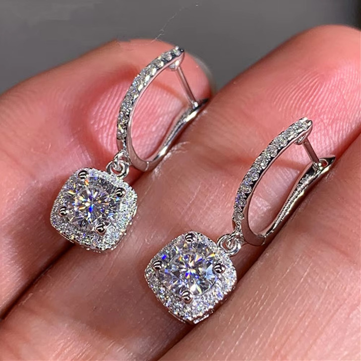 3ct total moissanite drop earrings in sterling silver