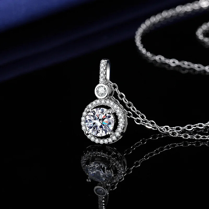 Cubic Zirconia Pendant Necklace in Silver Tone