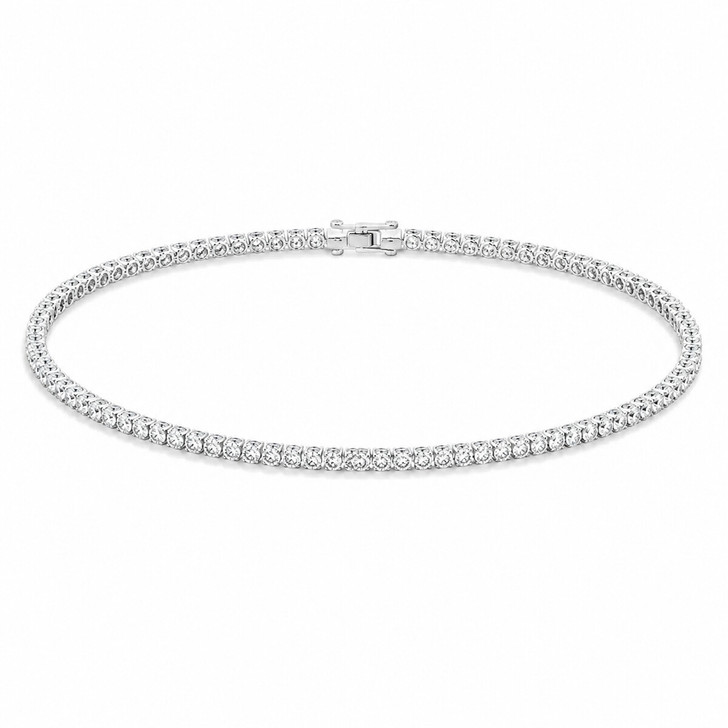 2mm Moissanite Tennis Necklace with Adjustable Chain