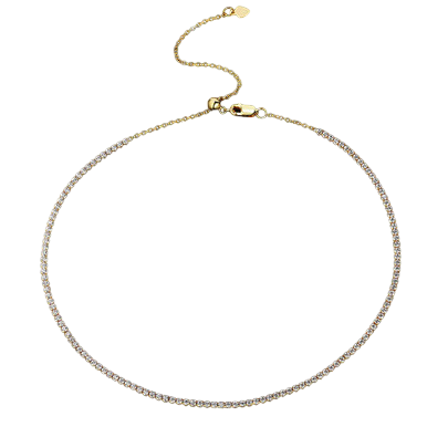 Sparkling Pave Moissanite Tennis Necklace 18K Gold Plating