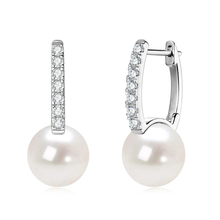 925 Sterling Silver Freshwater Cultured Pearl Hoop Earrings