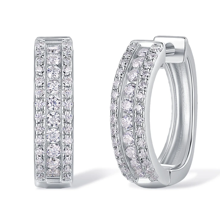 Moissanite Huggie Earrings for Women – Full Moissanite 1.5mm