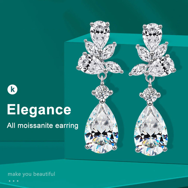 All moissanite 8.8ct stud earrings detail