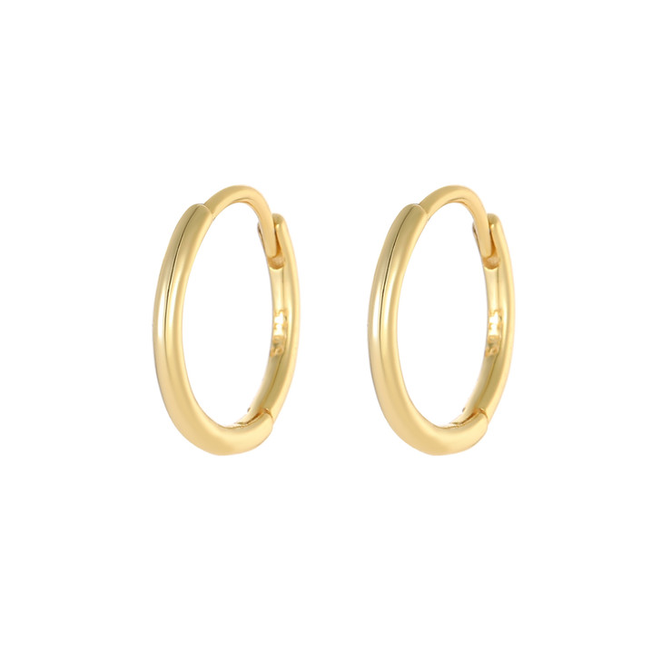 Silver tone 11mm huggie earrings detail