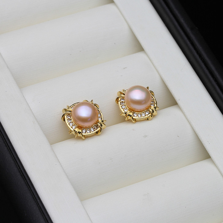 White freshwater pearl earrings Style B product view