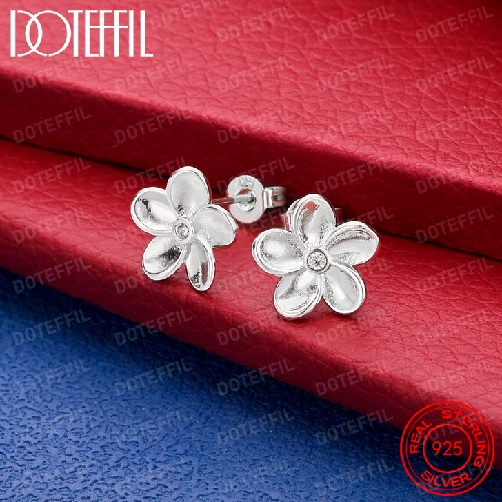 Flower Earrings for Women – Silver Tone – Style B – product image