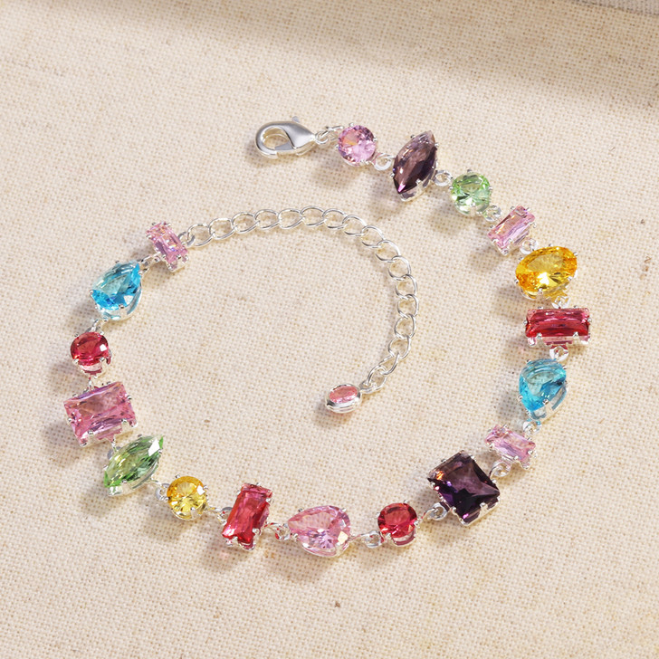 Silver tone zircon necklace product view