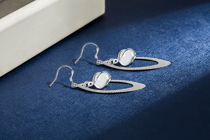 Jade Opal Stud Earrings for Women – Silver Tone