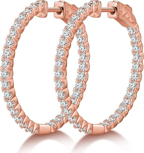 Mabel Moissanite Hoop Earrings for Women – Rose Gold Tone