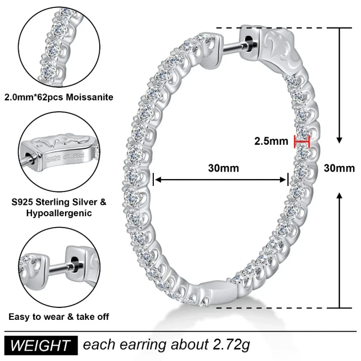 Mabel Moissanite Hoop Earrings for Women – Rose Gold Tone